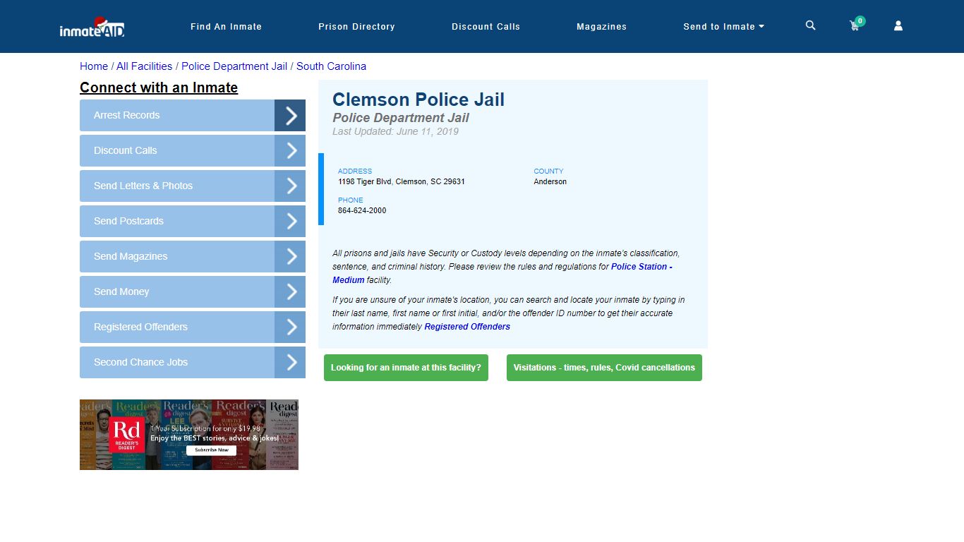 Clemson Police Jail & Inmate Search - Clemson, SC
