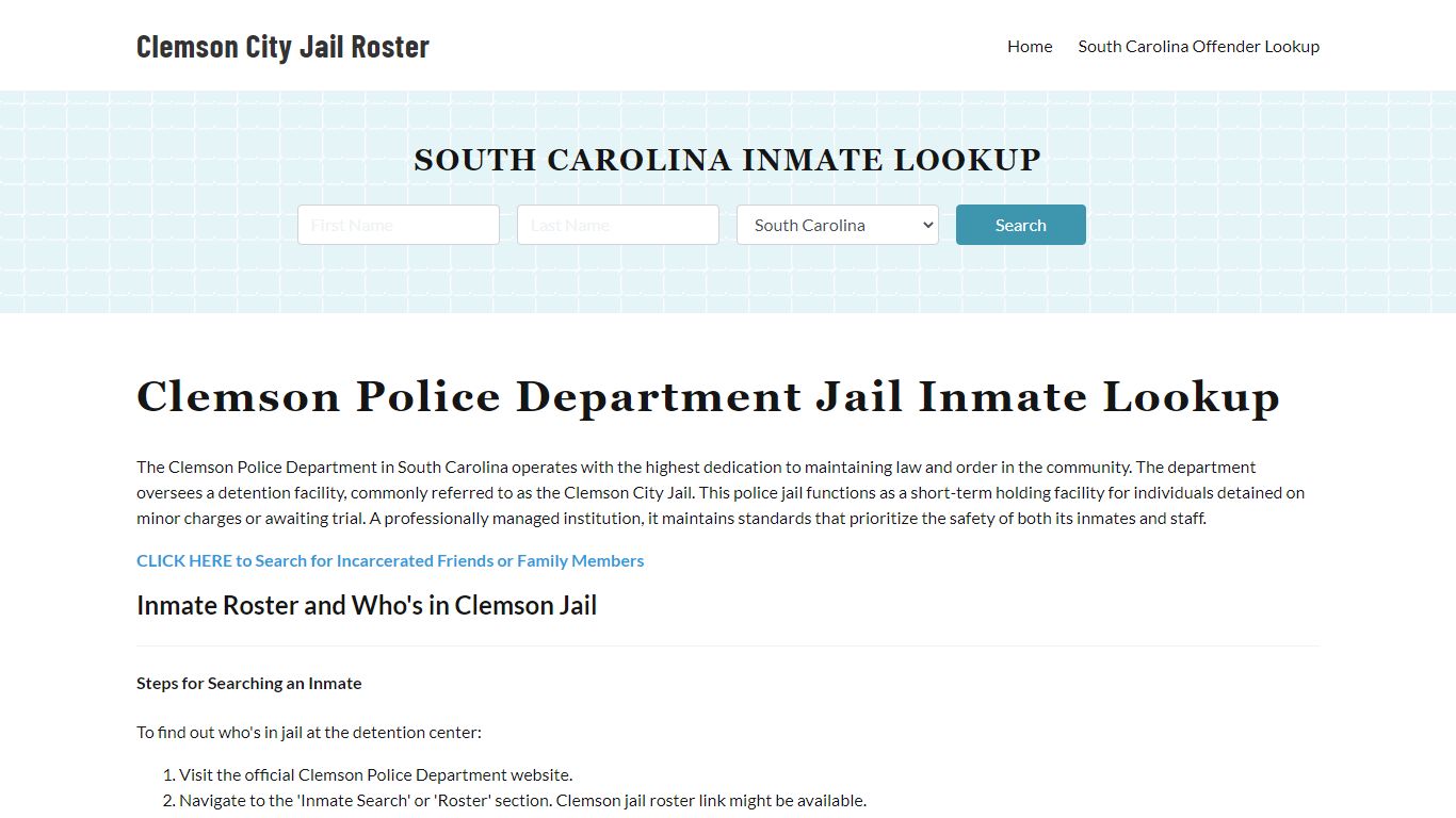 Clemson Police Department & City Jail, SC Inmate Roster, Arrests, Mugshots