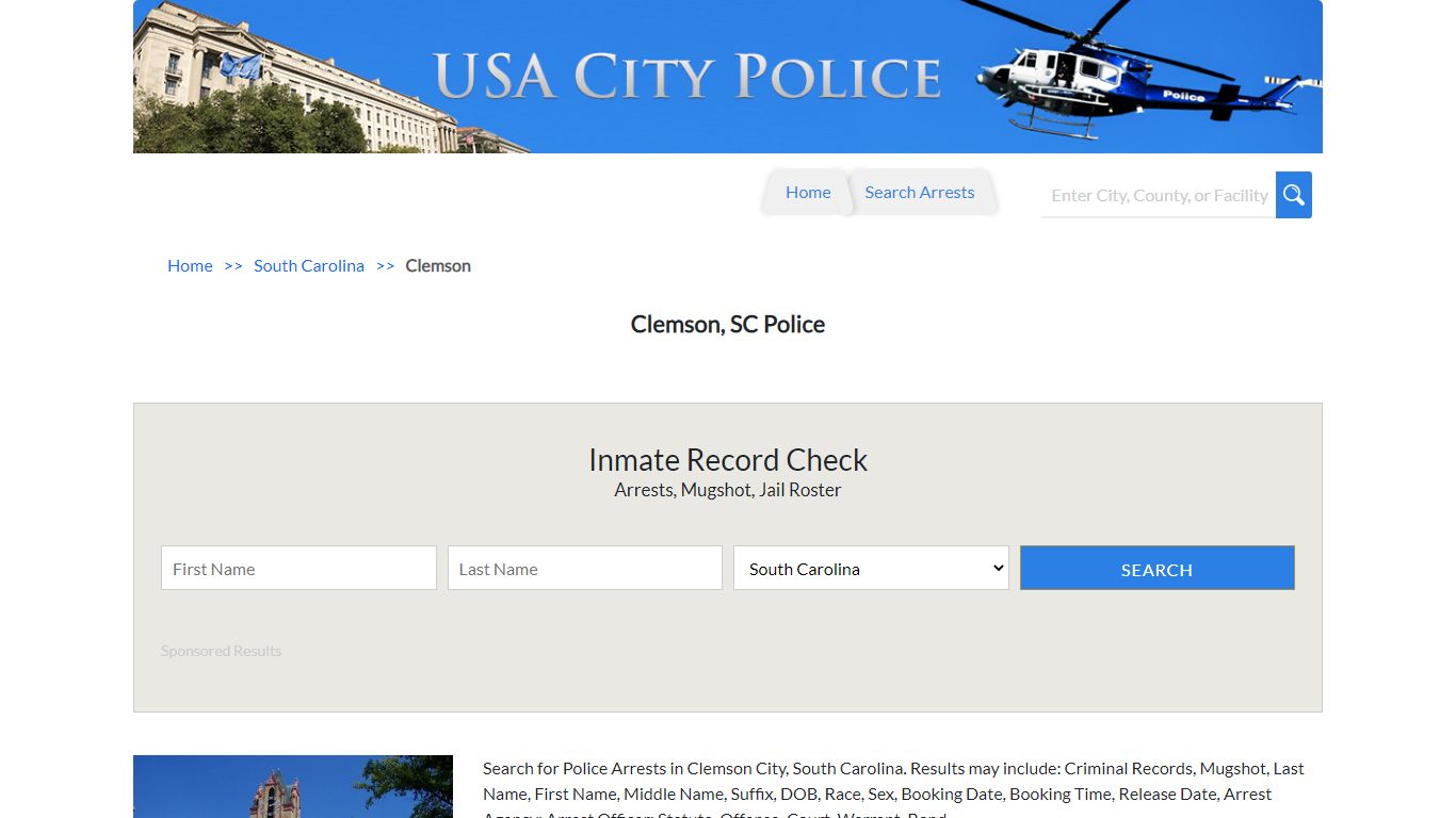 Clemson, SC Police | Jail Records