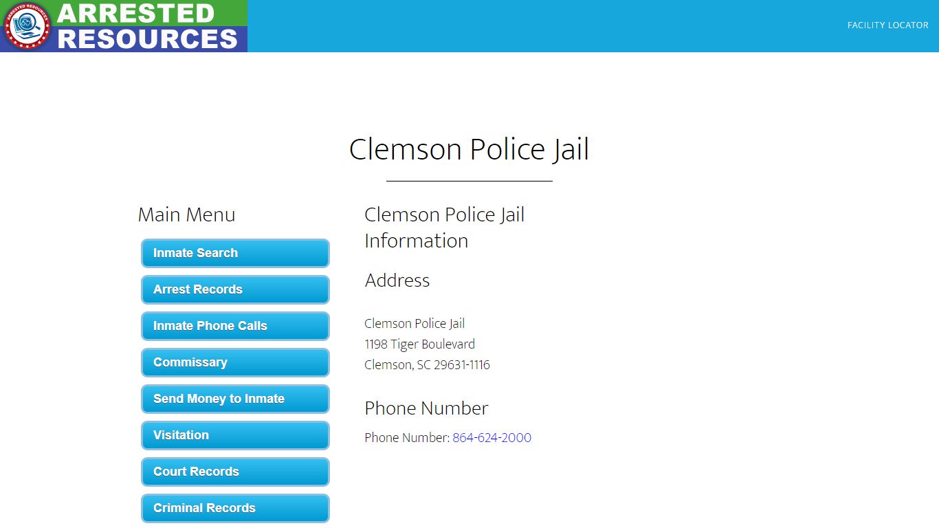 Clemson Police Jail - Inmate Search - Clemson, SC
